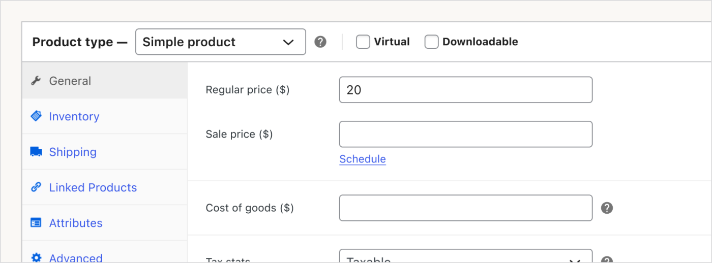 woocommerce自带产品成本价格